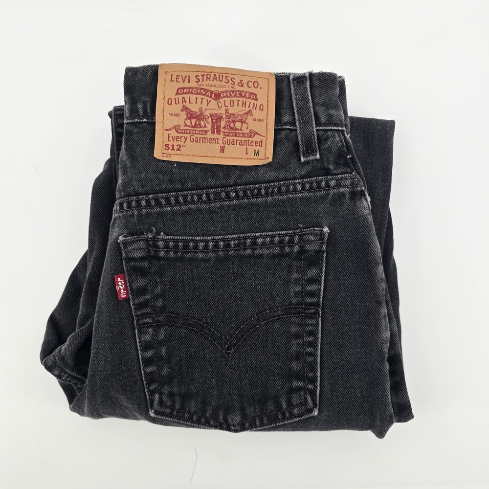 Vintage Levis 512 Slim Fit Tapered Leg Jeans Faded Black High Waisted 7 JR M